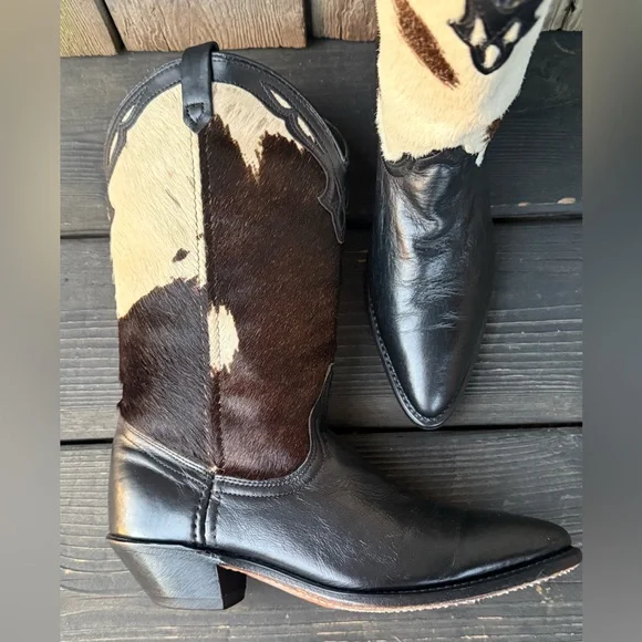 Vintage Dingo (ACME) Calf Hair and Leather Women's Cowboy Boots - Picture 4 of 8